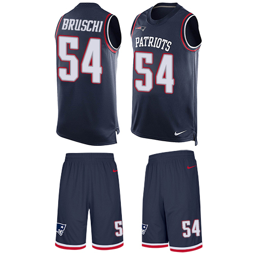 Nike Patriots #54 Tedy Bruschi Navy Blue Team Color Men's Stitched NFL Limited Tank Top Suit Jersey - Click Image to Close